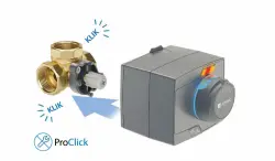 Zestaw regulacyjny ProClick: 3-drogowy obrotowy zawór mieszający ARV 387 ProClick, DN50, Rp2", Kvs 40 + siłownik elektryczny ARM 343 ProClick