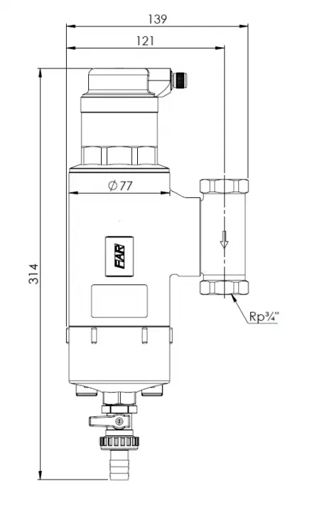 Separator powietrza i zanieczyszczeń FAR 321, ruchome przyłącza Rp3/4'' - budowa