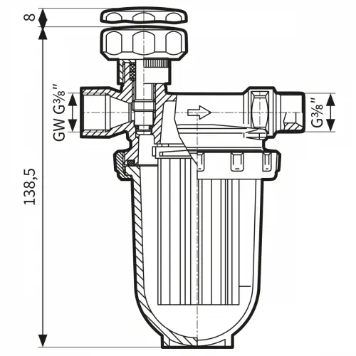 Filtr olejowy jednorurowy V 500 Si, z wkładem plastikowym, 250 l/h