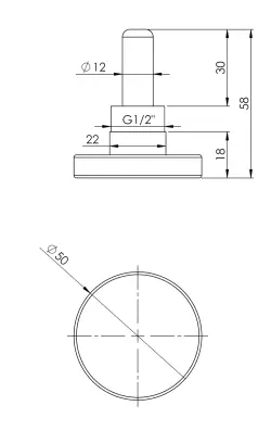 Termometr bimetaliczny BiTh 50, fi50 mm, 0÷120°C, L 40 mm, G1/2", ax, kl. 2