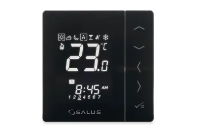 Przewodowy, podtynkowy, cyfrowy regulator temperatury VS30B, tygodniowy, czarny, 230 V