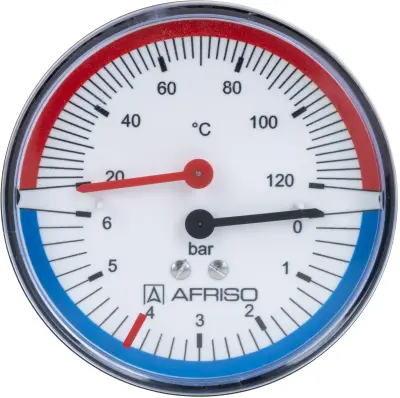 Termomanometr TM 80, fi80 mm, 0÷6 bar, 20÷120°C, G1/4", ax, kl. 2,5