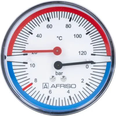 Termomanometr TM 80, fi80 mm, 0÷10 bar, 20÷120°C, G1/4", ax, kl. 2,5