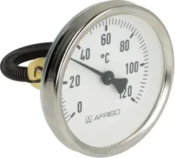 Termometr bimetaliczny przylgowy ATh 63 F, fi63 mm, 0÷120°C, do rur 3/8"÷1 1/2", ax, kl. 2