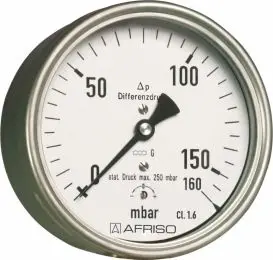 Manometr puszkowy KP 63 Dif, D911, fi63 mm, 0÷100 mbar, G1/4", ax, kl. 1,6