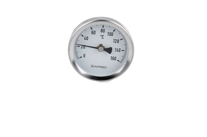 Termometr bimetaliczny BiTh 63, fi63 mm, 0÷160°C, L 63 mm, G1/2", ax, kl. 2