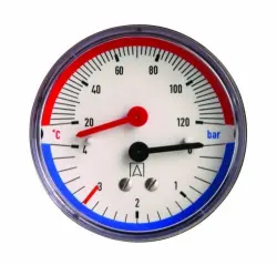 Termomanometr TM 80, fi80 mm, 0÷4 bar, 20÷120°C, G1/4", ax, kl. 2,5