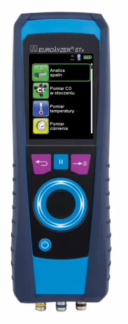 Analizator spalin Eurolyzer STx, O2, CO/H2, NO, pomiar ciągu kominowego, manometr elektroniczny