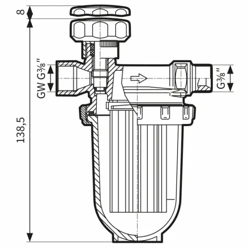Filtr olejowy jednorurowy V 500 St, z wkładem stalowym, 320 l/h