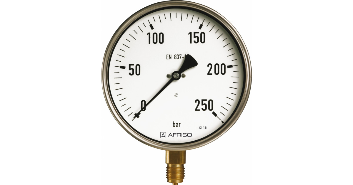 Manometr przemysłowy RF 160 I, D411, fi160 mm, 1÷3 bar, G1/2", exc, kl