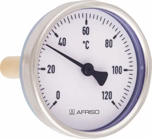 Termometr bimetaliczny BiTh 100 E, D302, fi100 mm, 0÷160°C, L 200 mm, rad, kl. 1