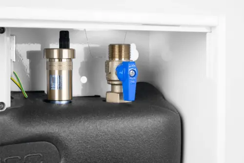 PrimoBox AZB 351 ze sprzęgłem hydraulicznym, 1 obieg bez zmieszania, 1 obieg z zaworem mieszającym i siłownikiem ARM i 1 obieg z zaworem termostatycznym ATM