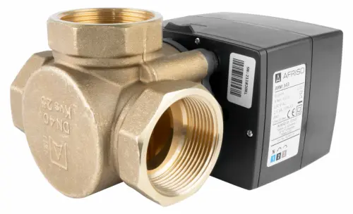 Zestaw regulacyjny ProClick: 4-drogowy obrotowy zawór mieszający ARV 486 ProClick, DN40, Rp1 1/2", Kvs 25 + siłownik elektryczny ARM 343 ProClick