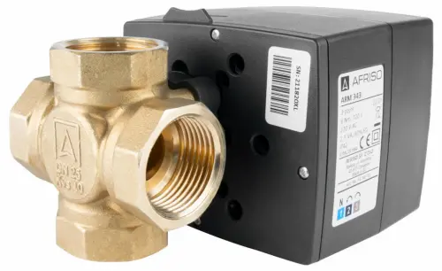 Zestaw regulacyjny ProClick: 4-drogowy obrotowy zawór mieszający ARV 484 ProClick, DN25, Rp1", Kvs 10 + siłownik elektryczny ARM 343 ProClick