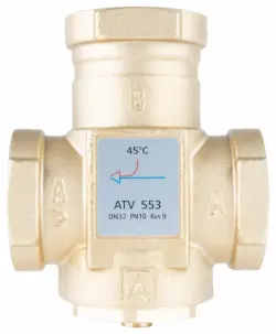 Zawór temperaturowy ATV 553, DN32, Rp1 1/4", kvs 9, 45°C
