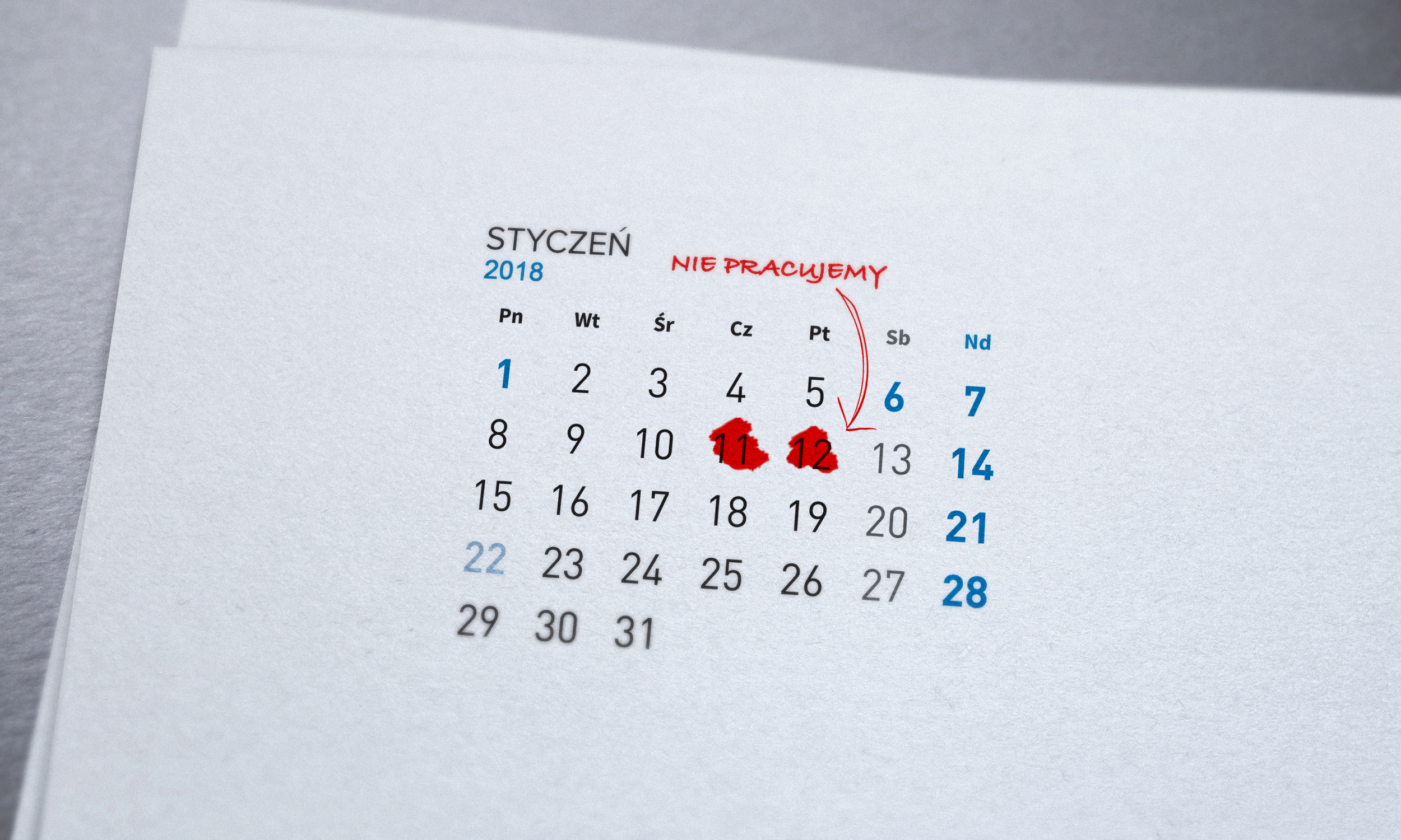 Firma nieczynna w dniach od 11 do 12 stycznia