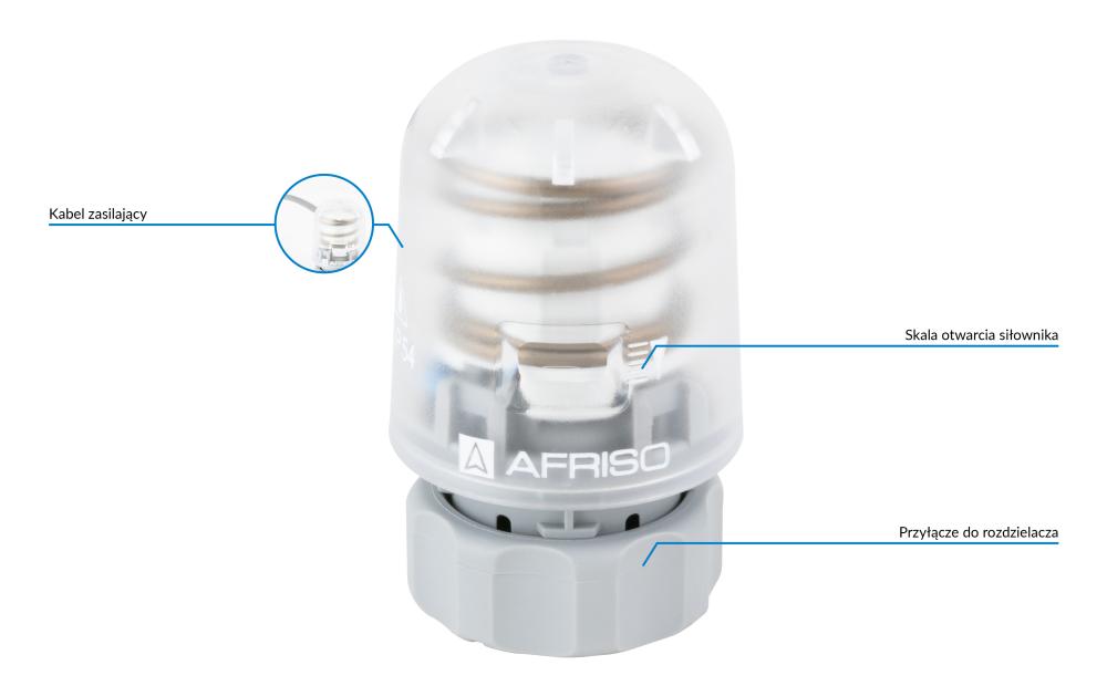 79061 WYCOFANY Z OFERTY - Siłownik termoelektryczny TSA-01, nakrętka M30 x 1,5 mm, 230 V AC, NC - budowa AFRISO 1