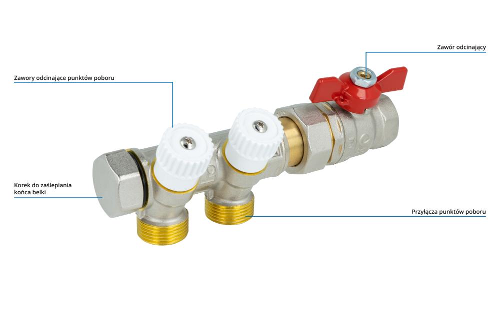 2240200 Moduł ADM 402 do cyrkulacji c.w.u., 2 punkty poboru, 2 korki, zawór odcinający, G3/4" - budowa AFRISO 1