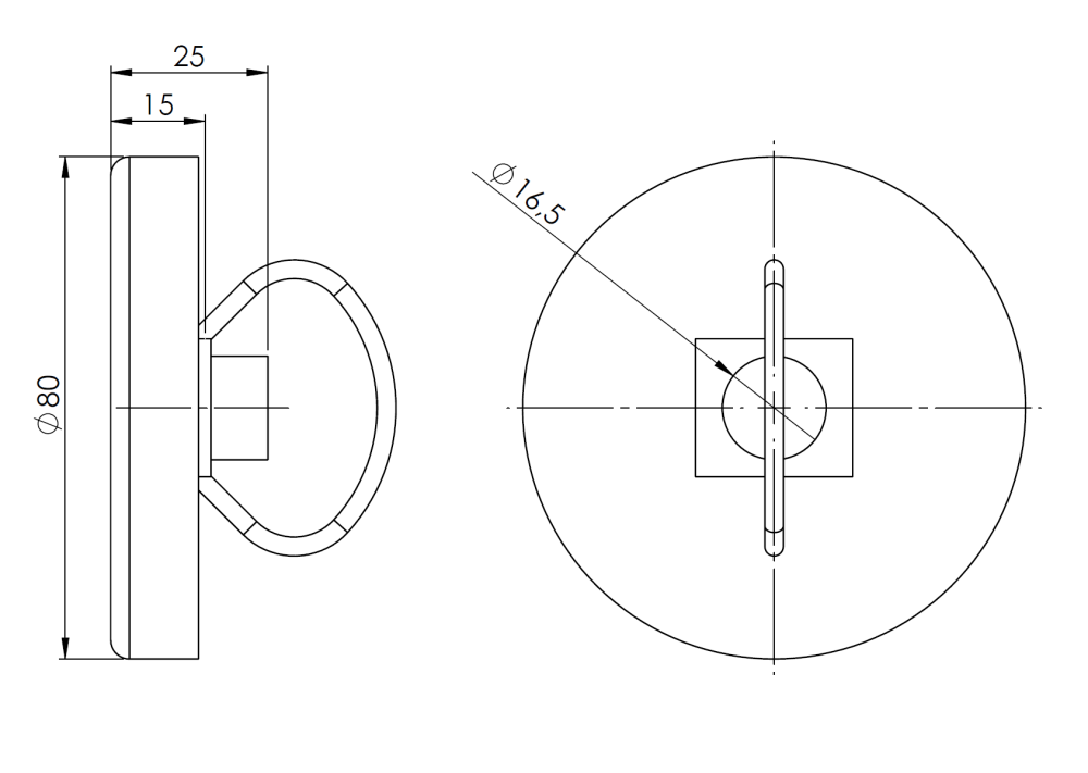 63943 Termometr bimetaliczny przylgowy ATh 80 F, fi80 mm, 0÷60°C, do rur 3/8"÷G1 1/2", ax, kl. 2 - wymiary AFRISO 1
