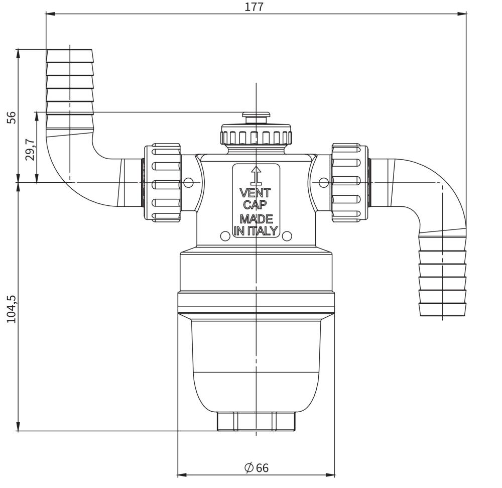 1112000 Neutralizator kondensatu ACN 120, G3/4" x 20 mm, CaCO3 - wymiary AFRISO 1