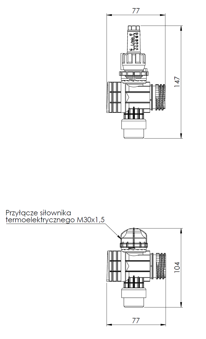 81251 Rozszerzenie rozdzielacza ProCalida EF1 / EF1 K o 1 obieg - wymiary AFRISO 1