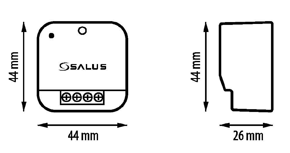 SR868 Odbiornik do regulatorów: 091FLRFv2, RT510RF+, RT310RF, RT305RF - wymiary AFRISO 1