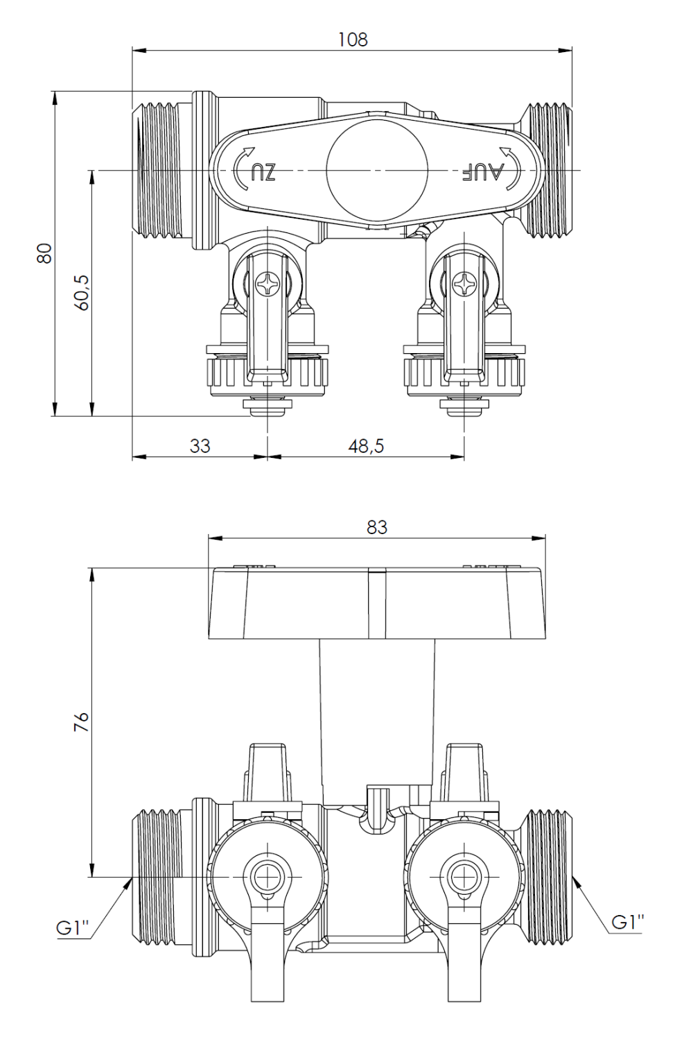 7778110 Armatura do napełniania i płukania instalacji AFC - wymiary AFRISO 1