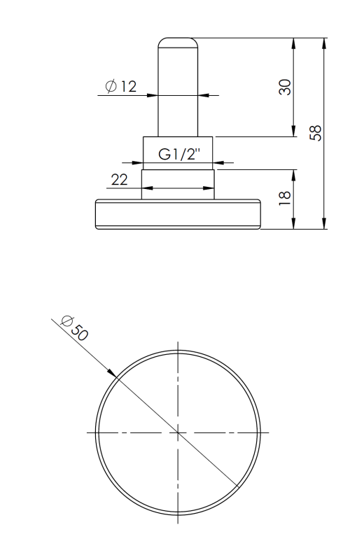 64031B Termometr bimetaliczny BiTh 50, fi50 mm, 0÷120°C, L 40 mm, G1/2", ax, kl. 2 - galeria AFRISO 3
