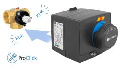 Zestaw regulacyjny ProClick: 3-drogowy obrotowy zawór mieszający ARV 382 Vario ProClick, DN20, Rp3/4", Kvs 3,5-9 + siłownik elektryczny ARM 343 ProClick