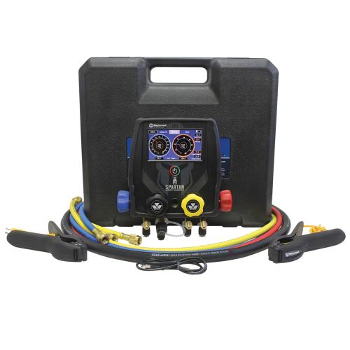 99947-BT-2 Czterodrogowa, elektroniczna oprawa wielozaworowa Spartan, szczypce temperaturowe (2 szt.), standardowe przewody 3 x 180 cm (1/4" SAE), czarny wąż próżniowy - galeria AFRISO 1