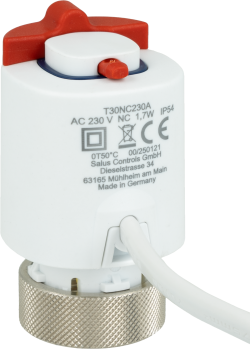 Zestaw dziesięciu sztuk siłowników termoelektrycznych SALUS T30NC230A, M30 x 1,5 mm, 230 V AC, NC
