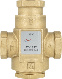 Zawór temperaturowy ATV 337, DN25, Rp1", Kvs 9, 72°C
