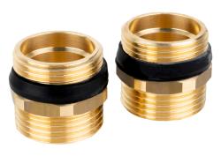 Zestaw dwóch mosiężnych nypli G1'' z uszczelkami stożkowymi