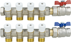 Zestaw podstawowy rozdzielacza do wody użytkowej ADM 204, G3/4", 4 punkty poboru