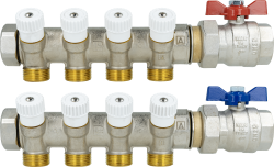 Zestaw podstawowy rozdzielacza do wody użytkowej ADM 214, G1", 4 punkty poboru