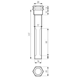 Tuleja zanurzeniowa, fi15x16 mm, L 120 mm, G1/2" , na 3 czujniki