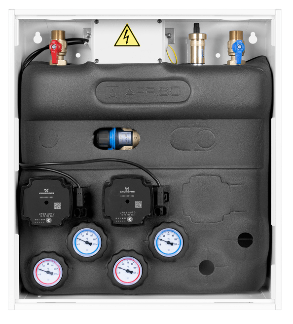 PrimoBox AZB 201 ze sprzęgłem hydraulicznym, 1 obieg bez zmieszania i 1 obieg z zaworem termostatycznym ATM