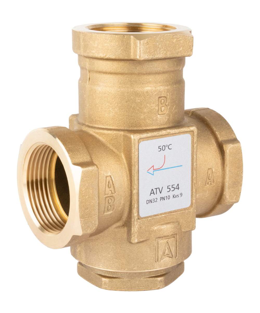 Zawór temperaturowy ATV 554, DN32, Rp1 1/4", Kvs 9, 50°C