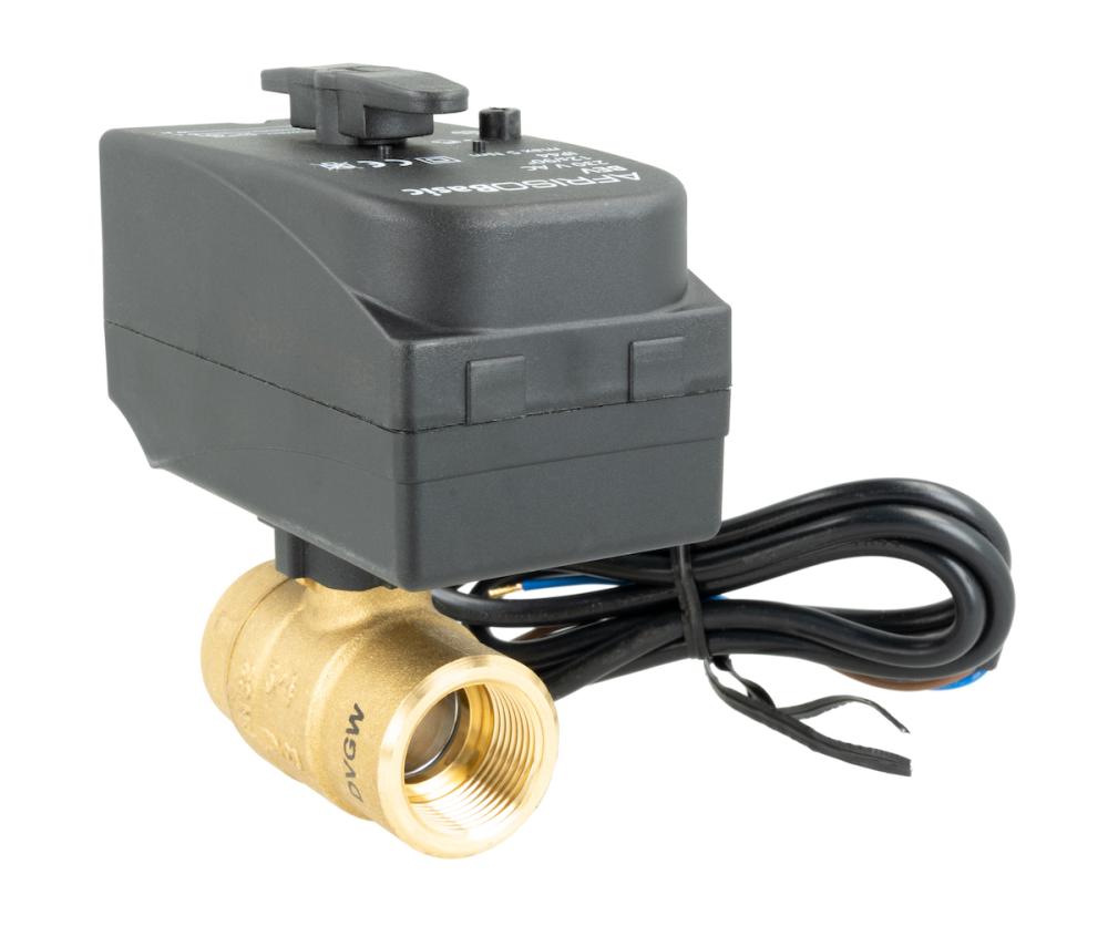 2-drogowy zawór kulowy z siłownikiem BEV, DN20, Rp3/4", Kvs 45 m³/h, 230 V AC, NC