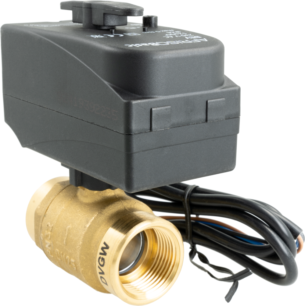 2-drogowy zawór kulowy z siłownikiem BEV, DN25, Rp1", Kvs 60 m³/h, 230 V AC, NC
