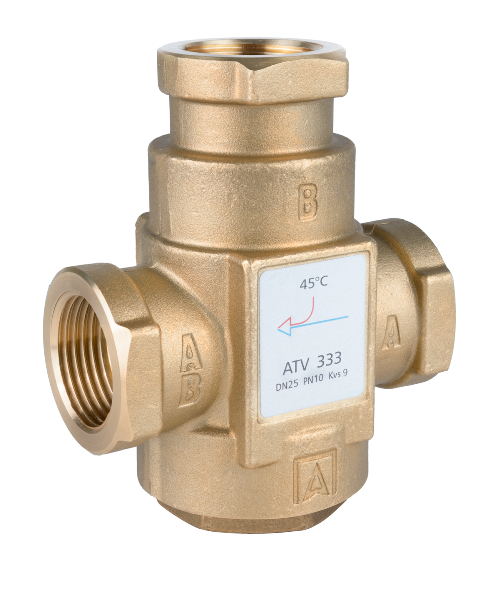 Zawór temperaturowy ATV 333, DN25, Rp1", Kvs 9, 45°C