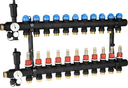 ProCalida EF1 na 11 obiegów grzewczych, rotametry 0,2 ÷ 1,6 l/min, G1"