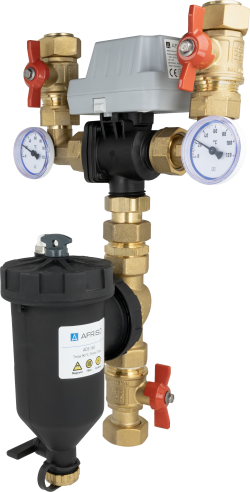 AMB Lite DN20 – Zespół powrotu do pompy ciepła AMB Lite z zaworem przełączającym USV, separatorem zanieczyszczeń ADS 160, DN20, przyłącza G1”
