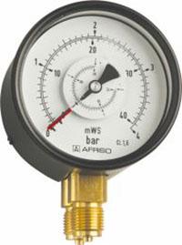 Manometr różnicy ciśnień RF 100 Dif, D201, fi100 mm, 0÷0,6 bar, G1/2", rad, kl. 1,6